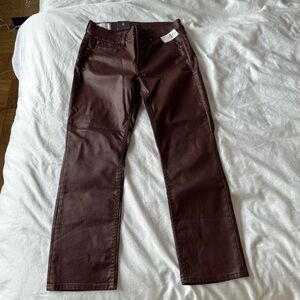 Gap Vintage Slim Mid Rise Coated Denim Jeans Size 26 Petite Maroon Burgundy